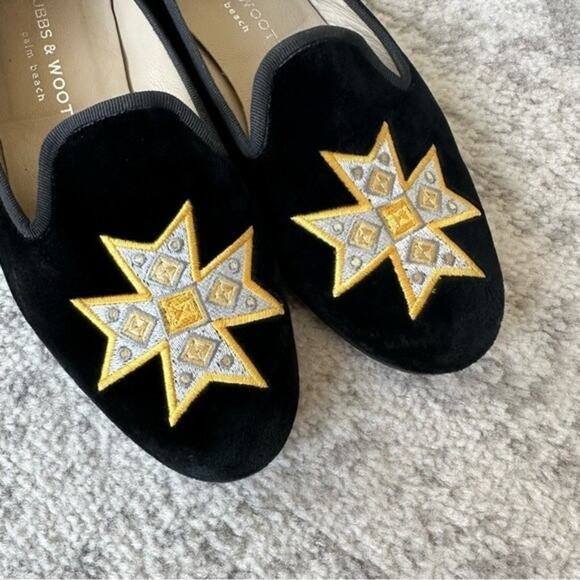 Stubbs & Wootton Embroidered Velvet Flats Size 6.5 - Picture 3 of 12